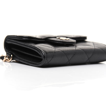 Chanel Caviar Quilted Flap Card Holder Chain Wristlet Black 6 of 12