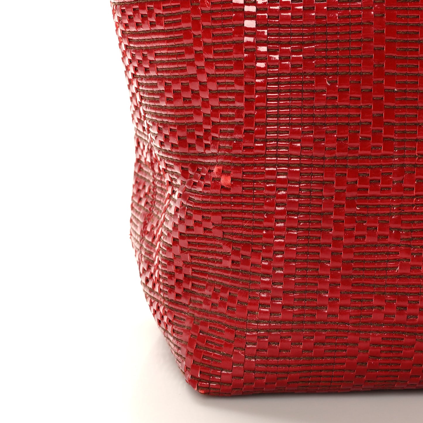 Calfskin FF Woven Medium Roll Tote Rosso