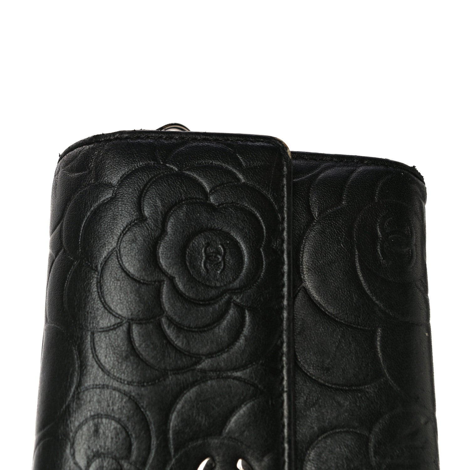 Chanel Lambskin Camellia Embossed Wallet on Chain WOC Black 23 of 29