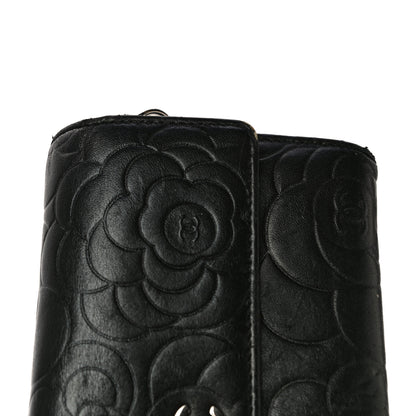 Chanel Lambskin Camellia Embossed Wallet on Chain WOC Black 23 of 29