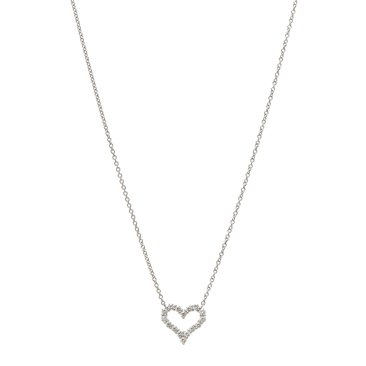 Tiffany Platinum Diamond Mini Heart Pendant Necklace 1 of 5