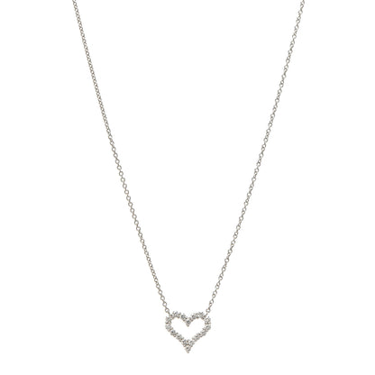 Tiffany Platinum Diamond Mini Heart Pendant Necklace 1 of 5