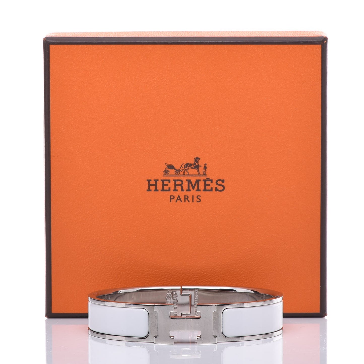 Enamel Narrow Clic Clac H Bracelet PM White