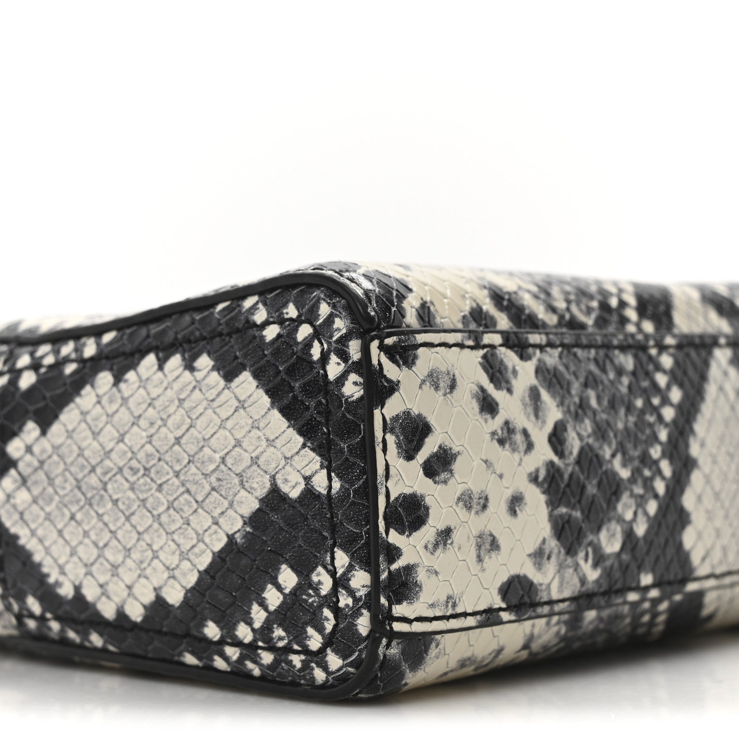 Marc Jacobs Calfskin Snakeskin Embossed Shutter Camera Crossbody Bag Black White 9 of 10