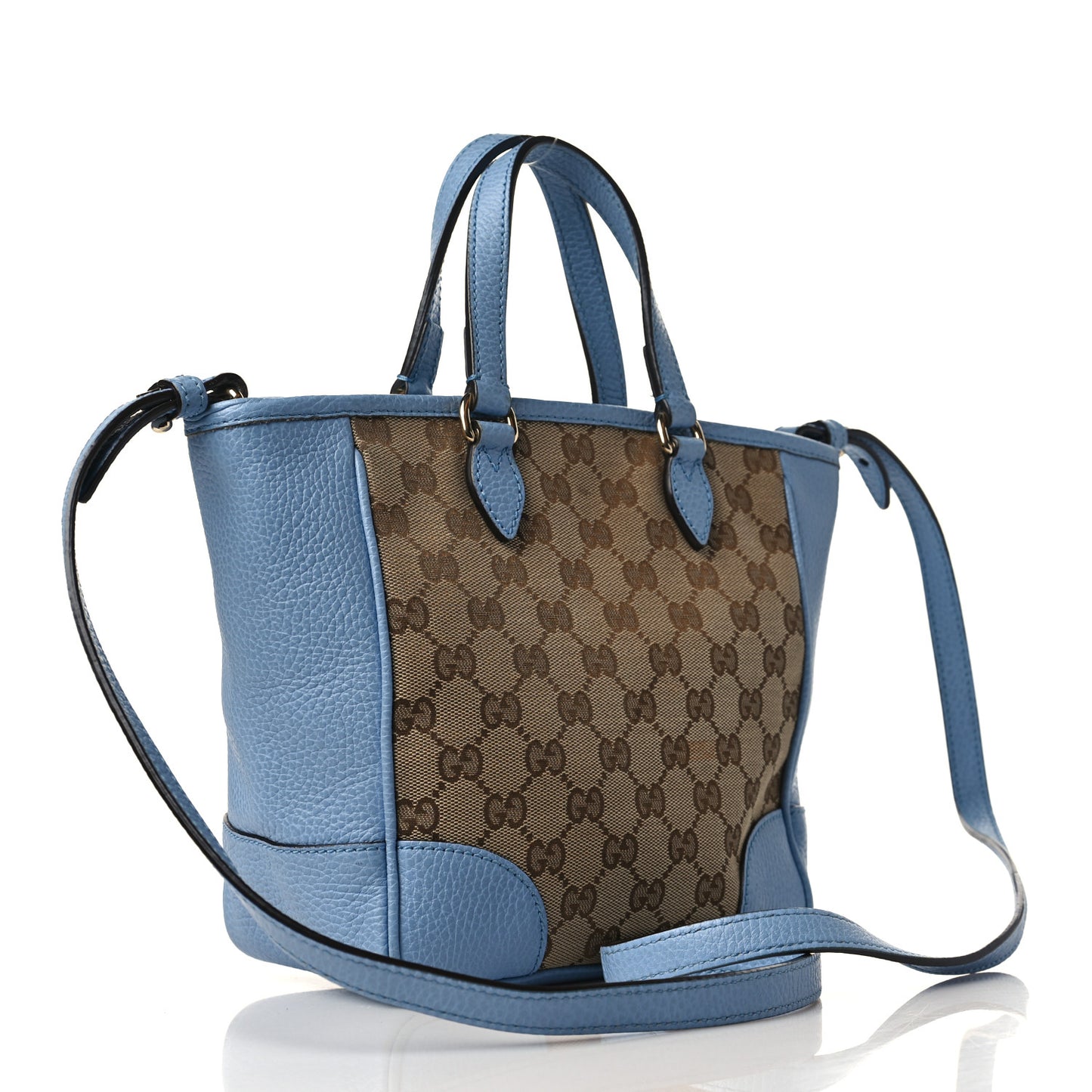 Monogram Dollar Calfskin Small Bree Tote Beige Ebony Mineral Blue