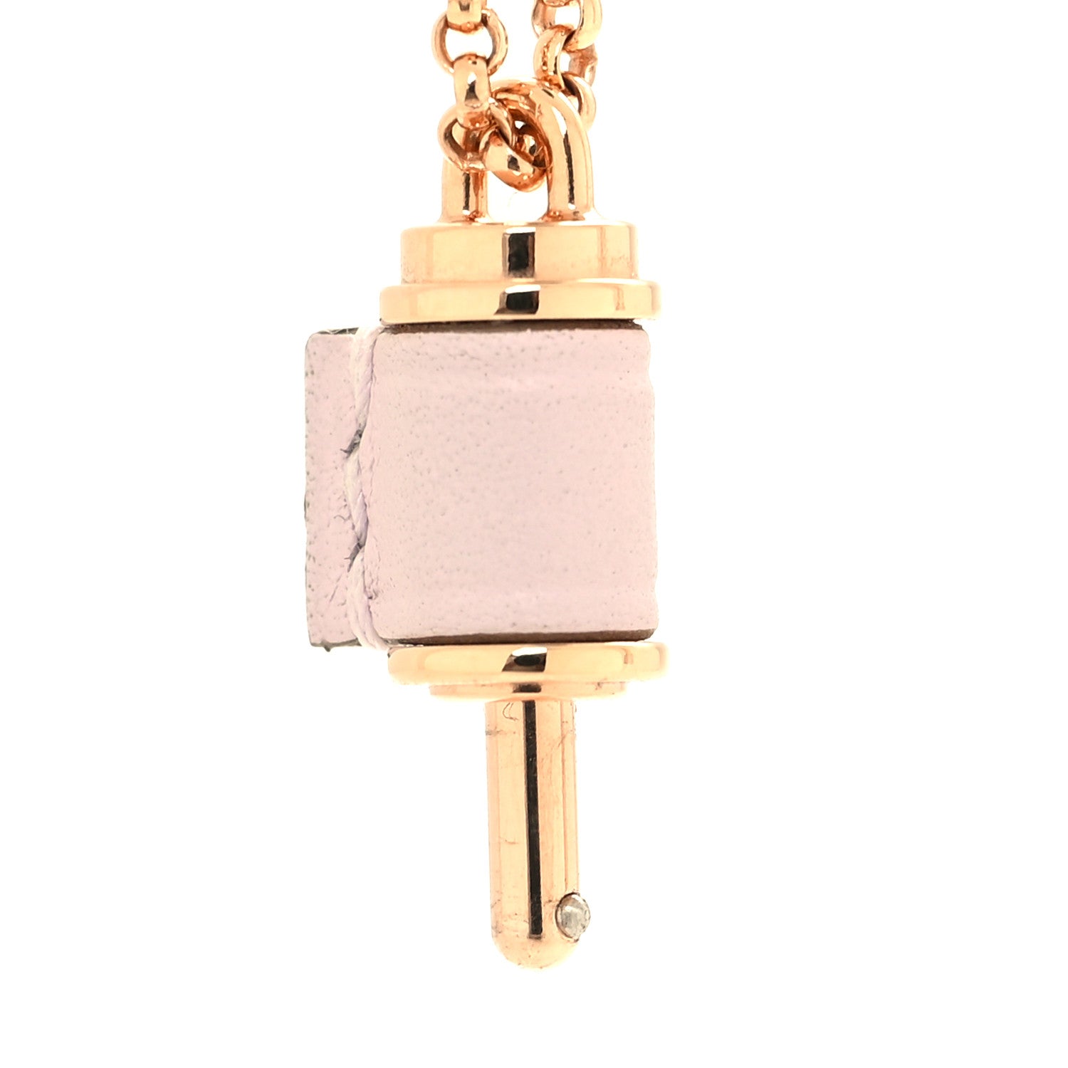 Hermes Swift Rose Gold Charniere Pendant Necklace Mauve Pale 6 of 8
