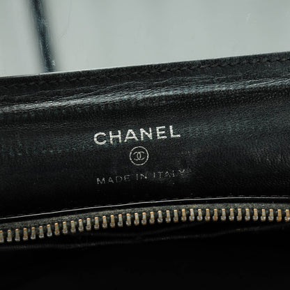 Chanel Distressed Patent Quilted Flap Cosmetic Case Black 6 of 8