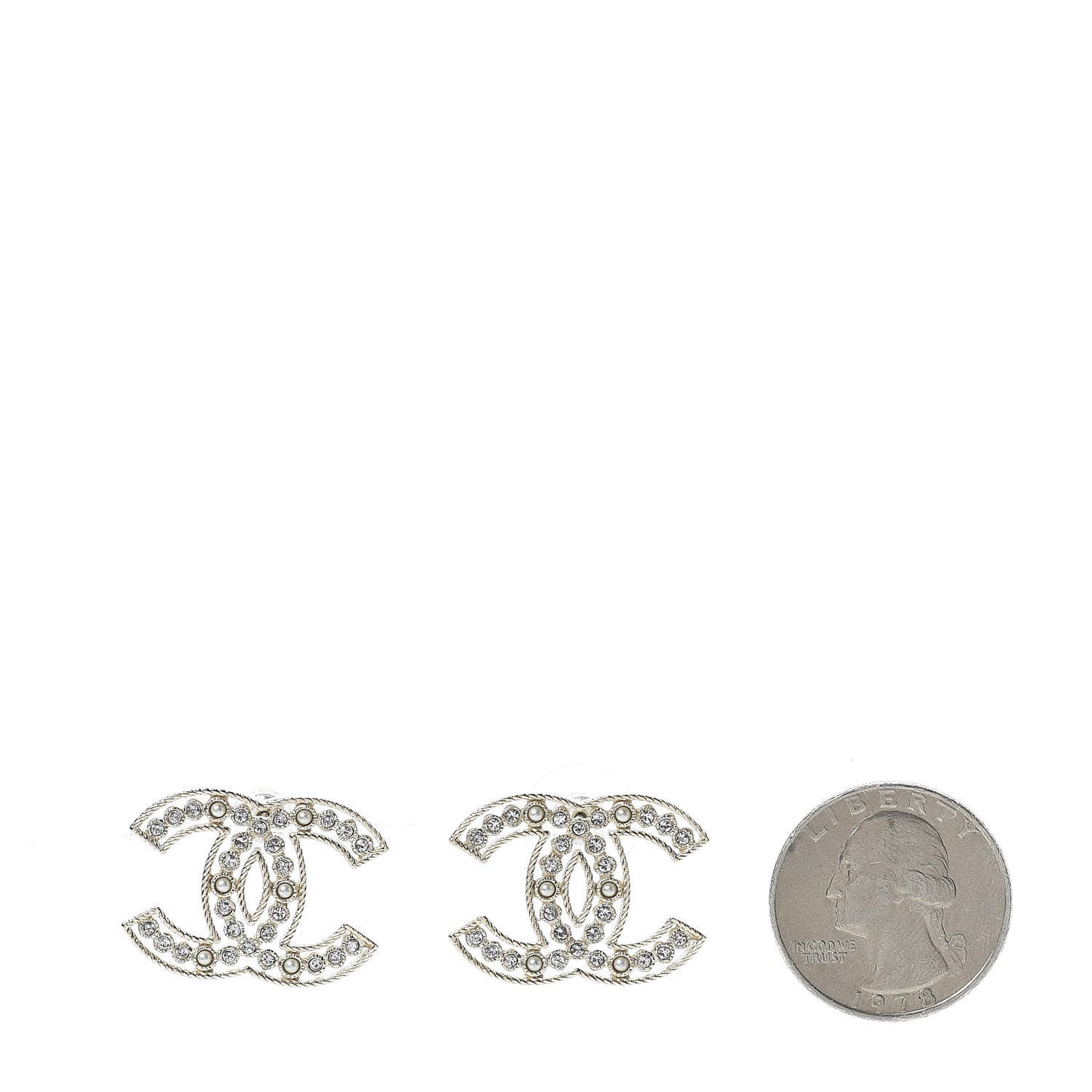 Pearl Crystal Sparkling Pearls CC Earrings Light Gold