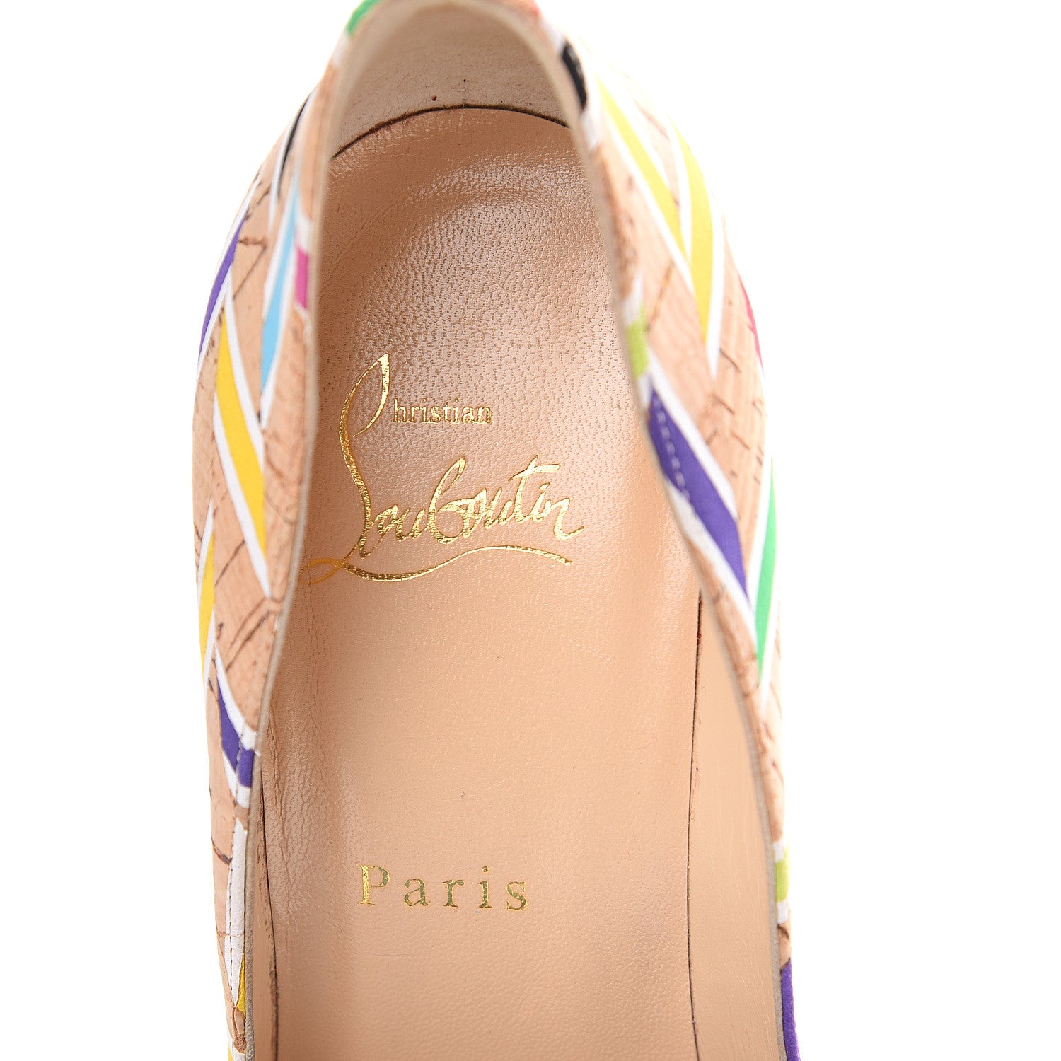 Christian Louboutin Cork Chevron Print Pigalle Follies 100 Pumps 37.5 Multicolor 7 of 9