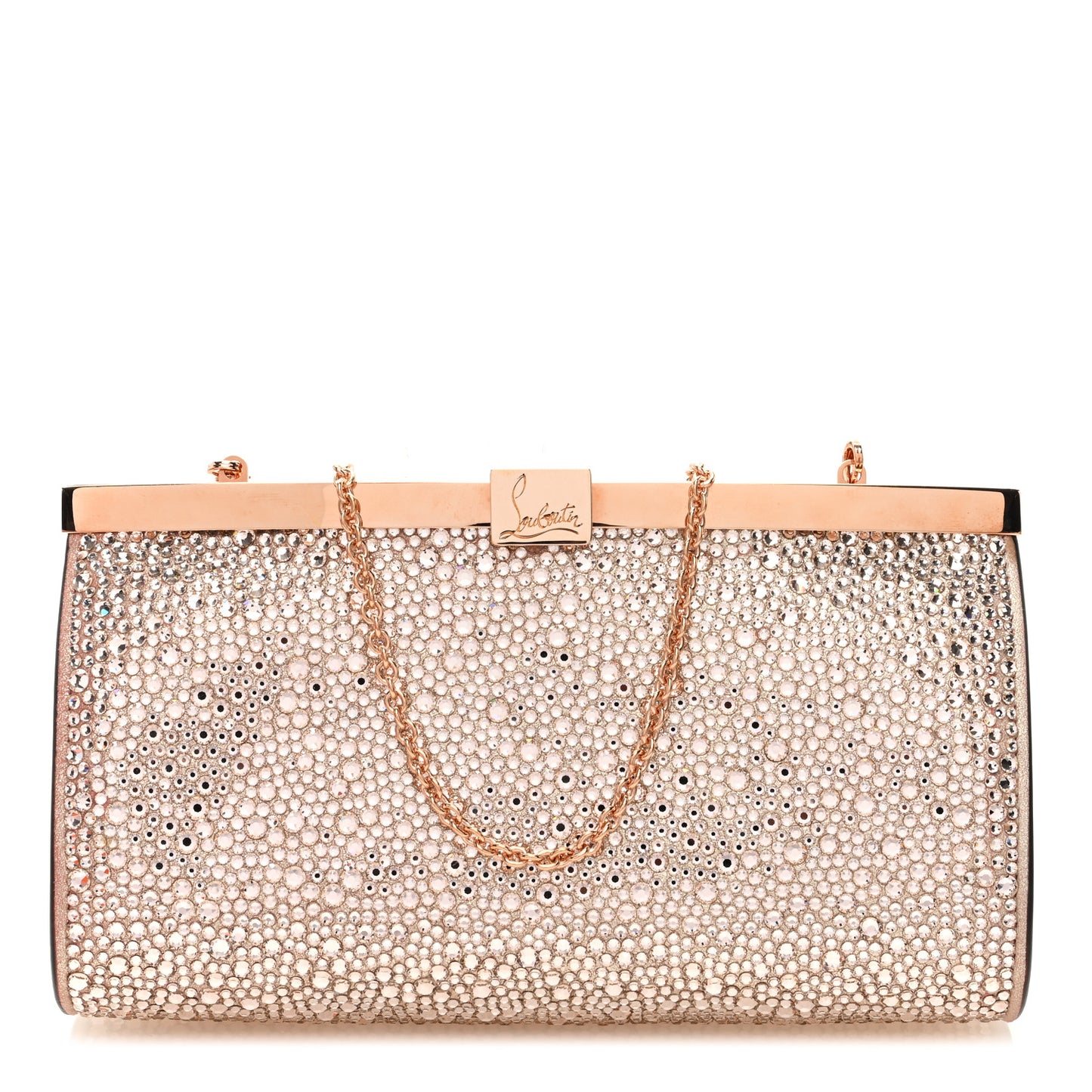 Suede Crystal Strass Small Palmette Clutch Moonlight Platine
