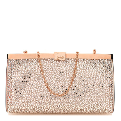Christian Louboutin Suede Crystal Strass Small Palmette Clutch Moonlight Platine 1 of 8