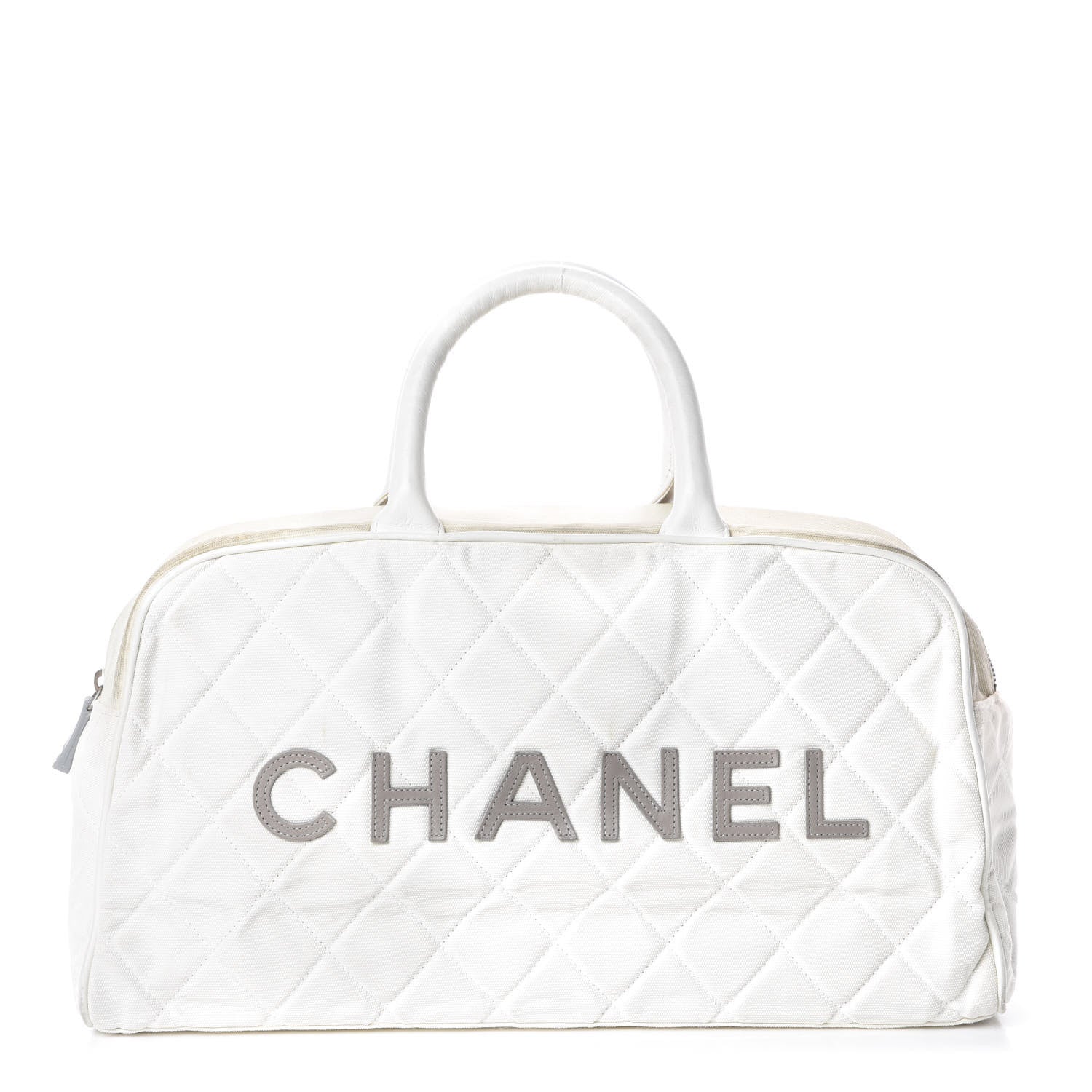Chanel Canvas Quilted Bowler White 1 of 13