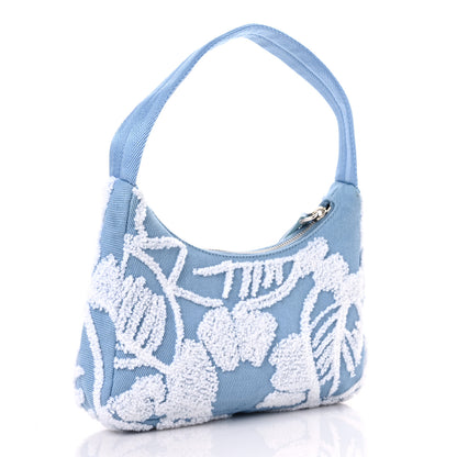Prada Nylon Embroidered Drill Mini Re-Edition 2000 Bag Sky Blue White 3 of 9