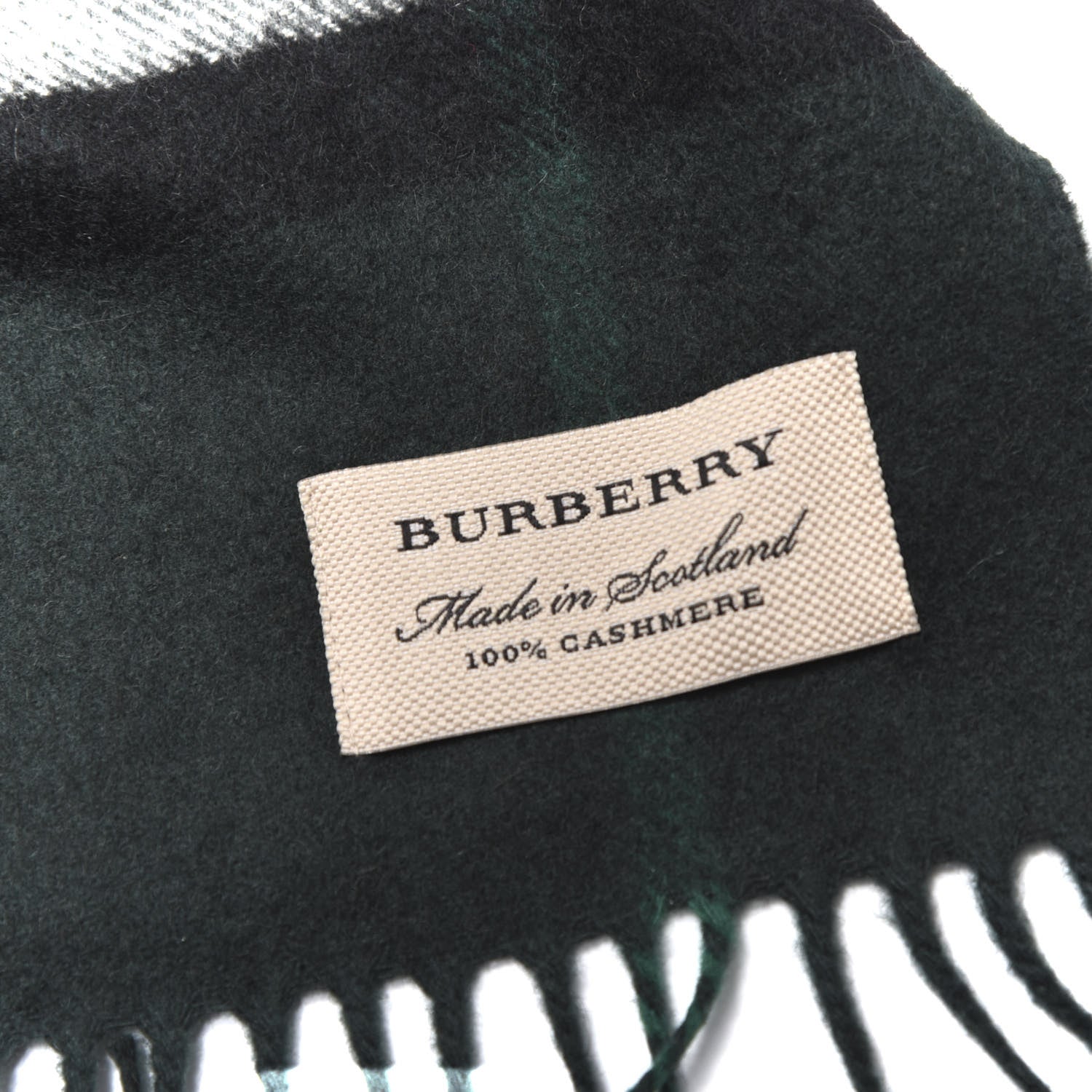 Burberry Cashmere Giant Check Fringe Scarf Dark Forest Green 3 of 3