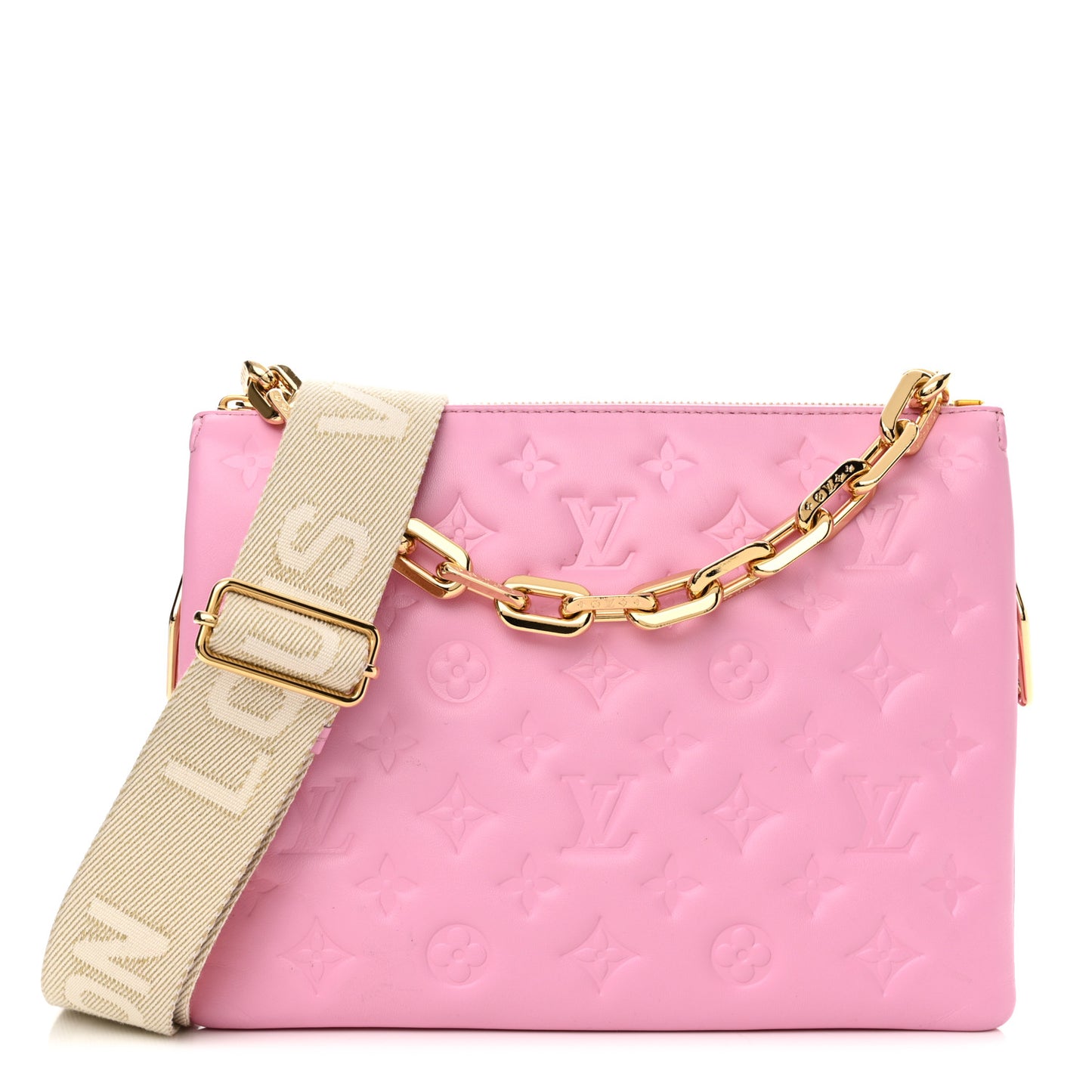 Lambskin Embossed Monogram Coussin PM  Rose Bonbon