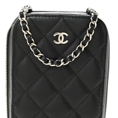 Chanel Caviar Quilted Phone Holder Wallet On Chain WOC Black 7 of 10