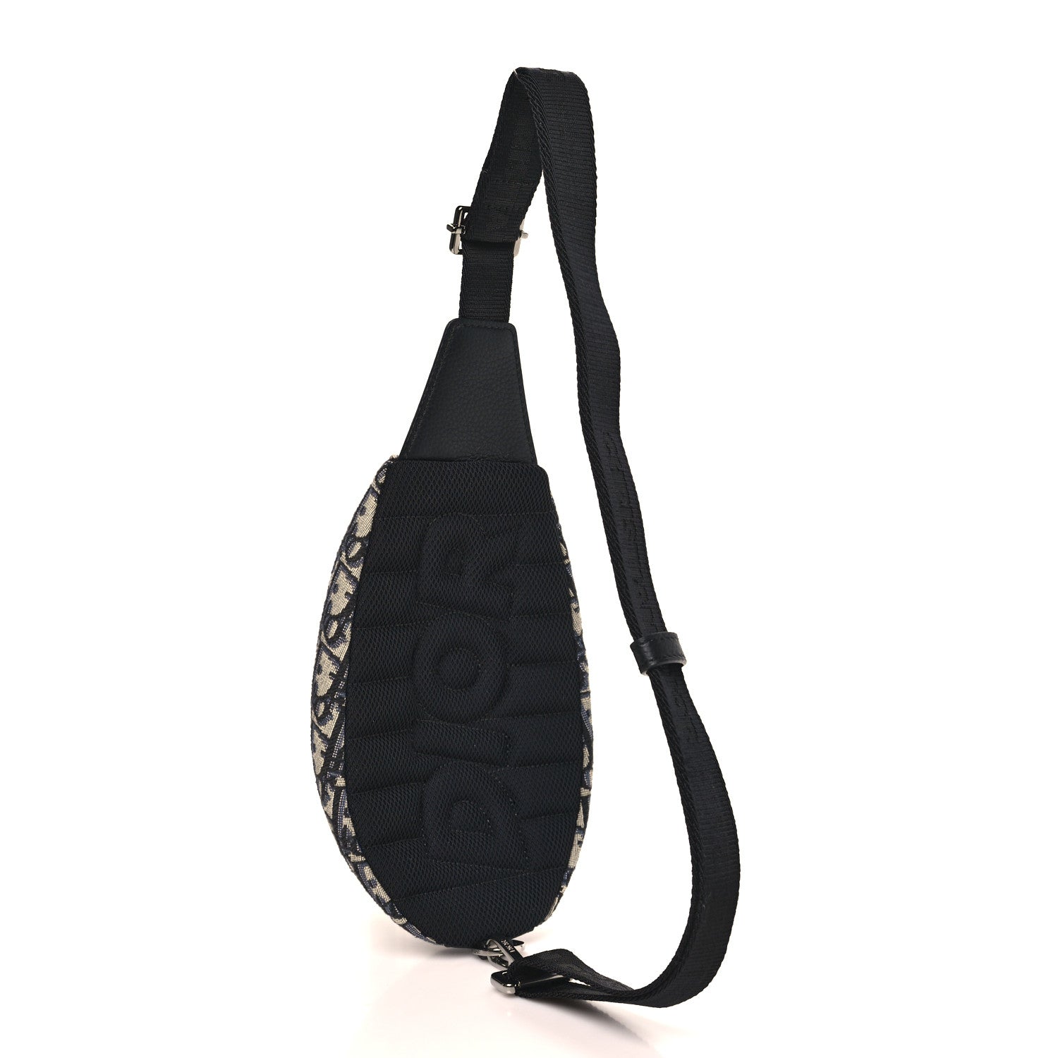 Christian Dior Grained Calfskin Oblique Scarab Sling Bag Blue Black 3 of 10