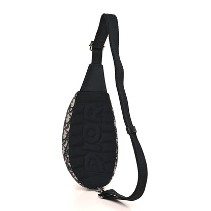 Christian Dior Grained Calfskin Oblique Scarab Sling Bag Blue Black 3 of 10