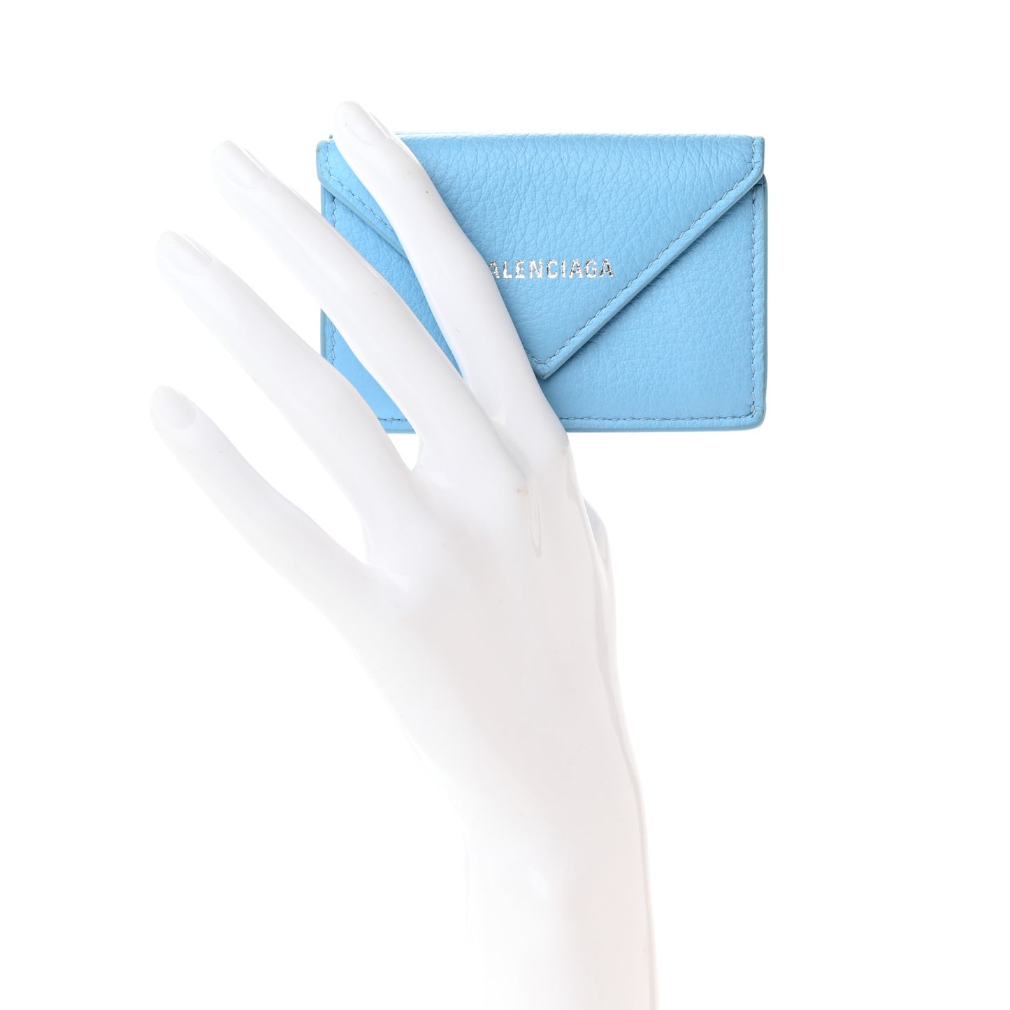 Calfskin Mini Papier Wallet Light Blue