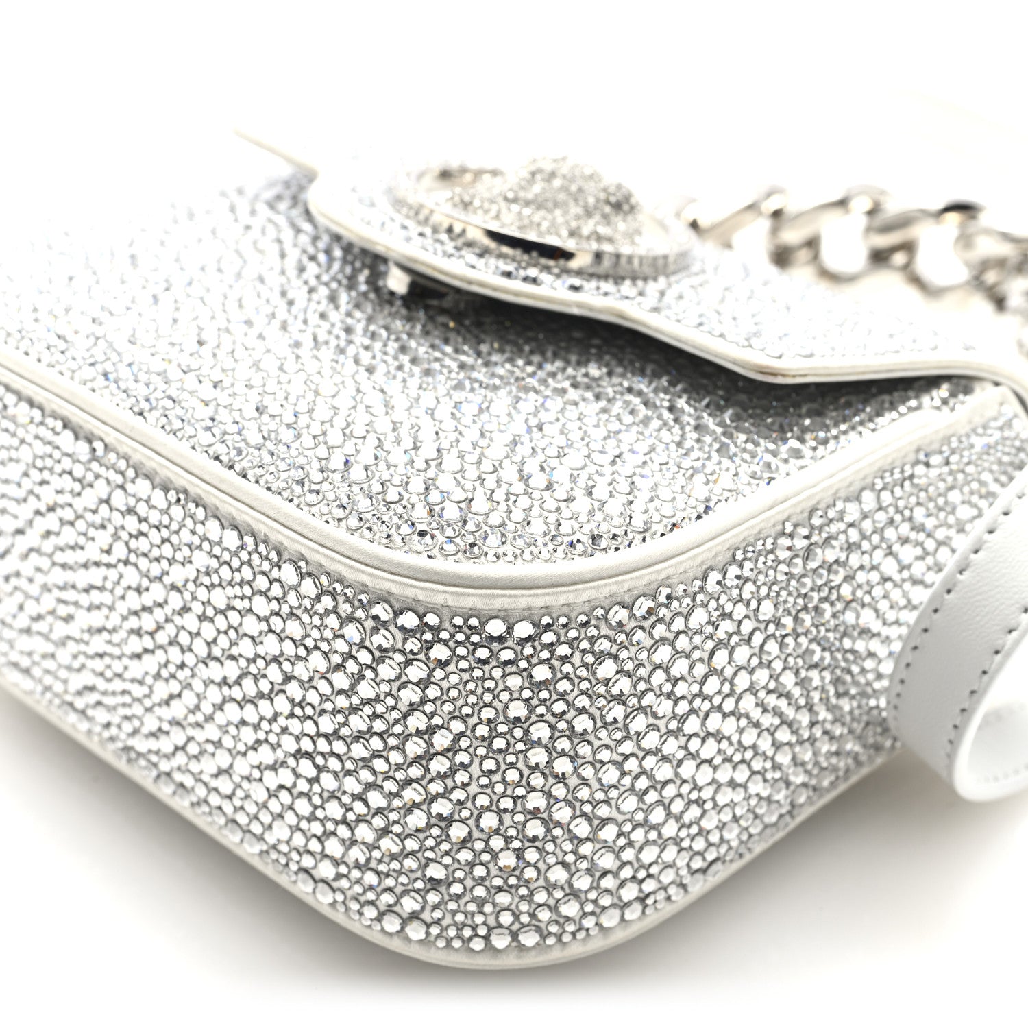 Versace Satin Crystal Studded Mini La Medusa Bag White 9 of 9