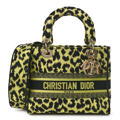 Christian Dior Canvas Mizza Embroidered Medium Lady D-Lite Lime Pop 1 of 9