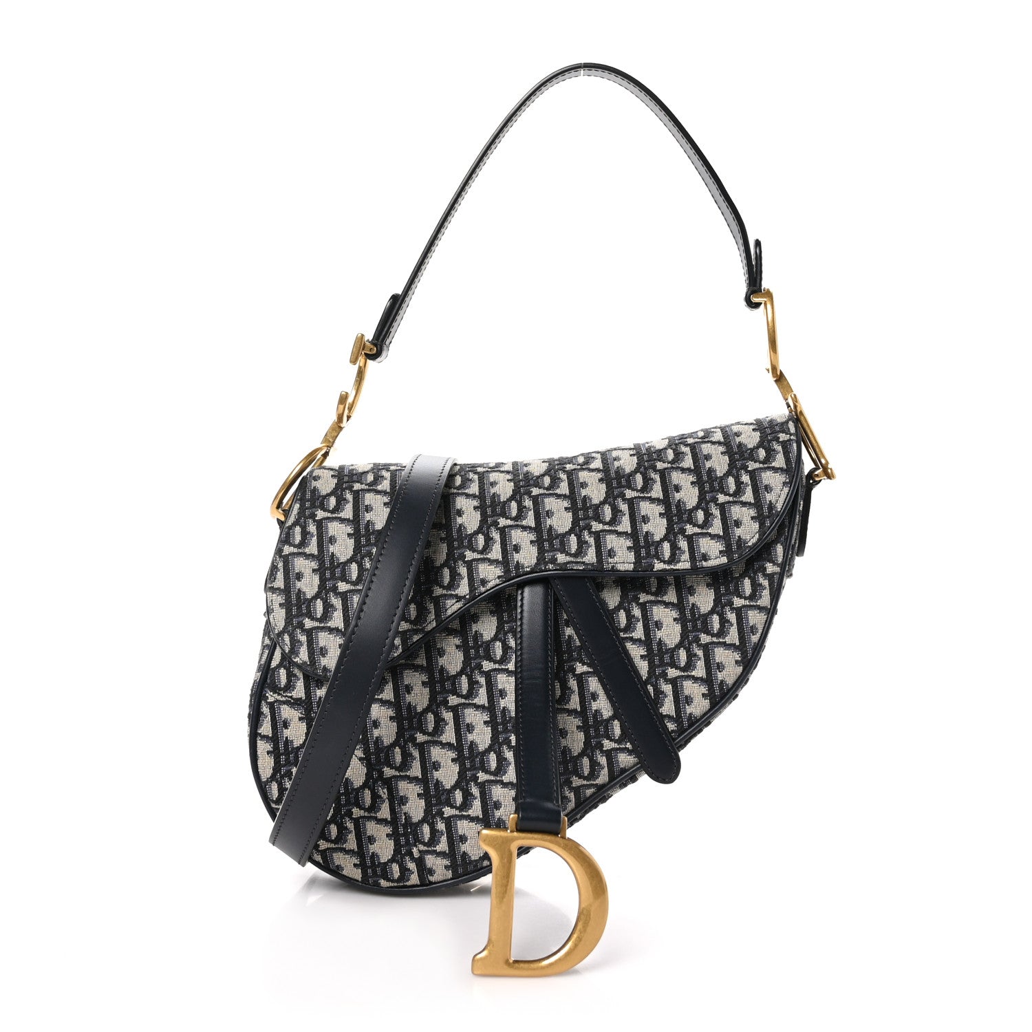 Christian Dior Oblique Saddle Bag With Strap Blue 1 of 10