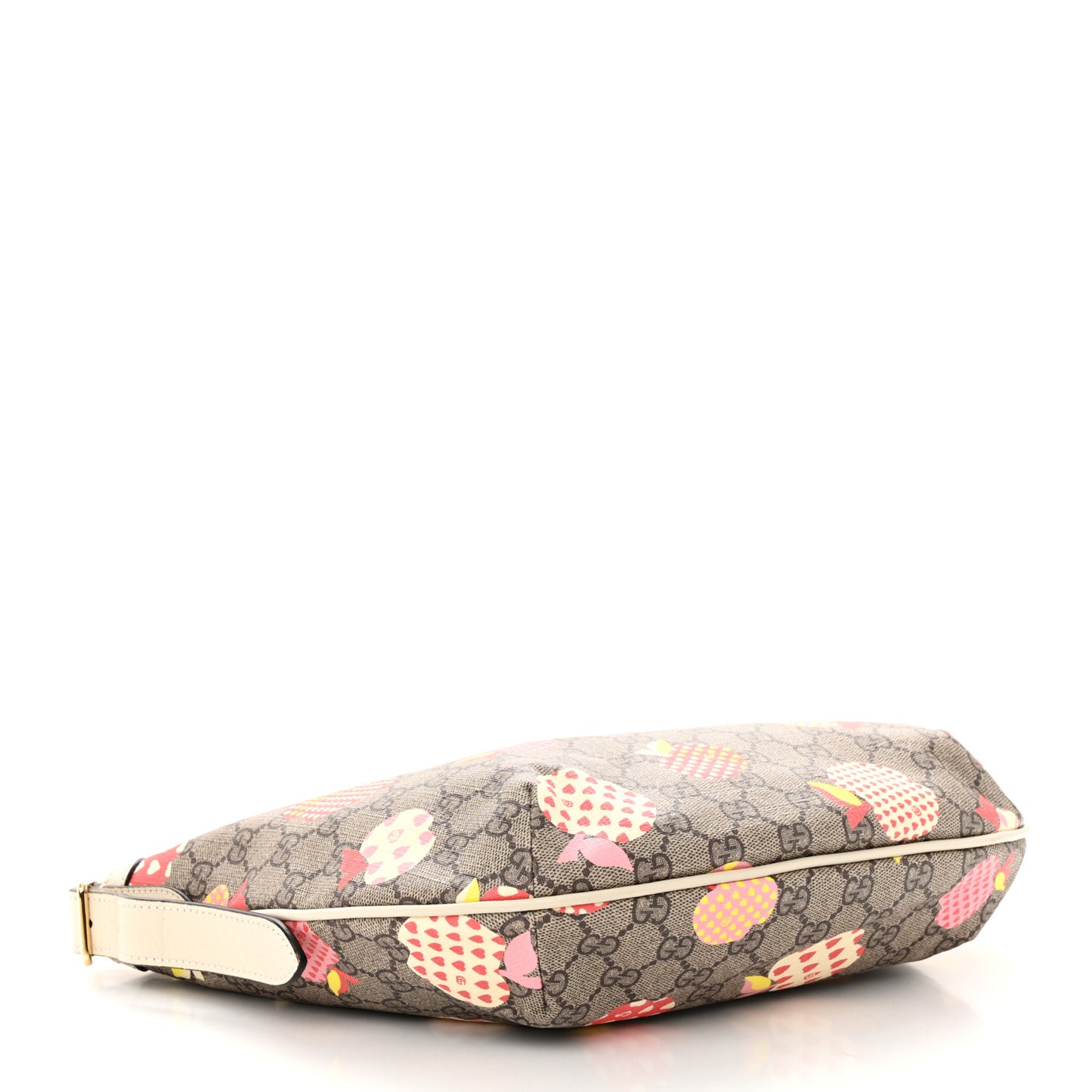 GG Supreme Monogram Les Pommes Small Ophidia Half Moon Hobo Beige Multicolor Mystic White