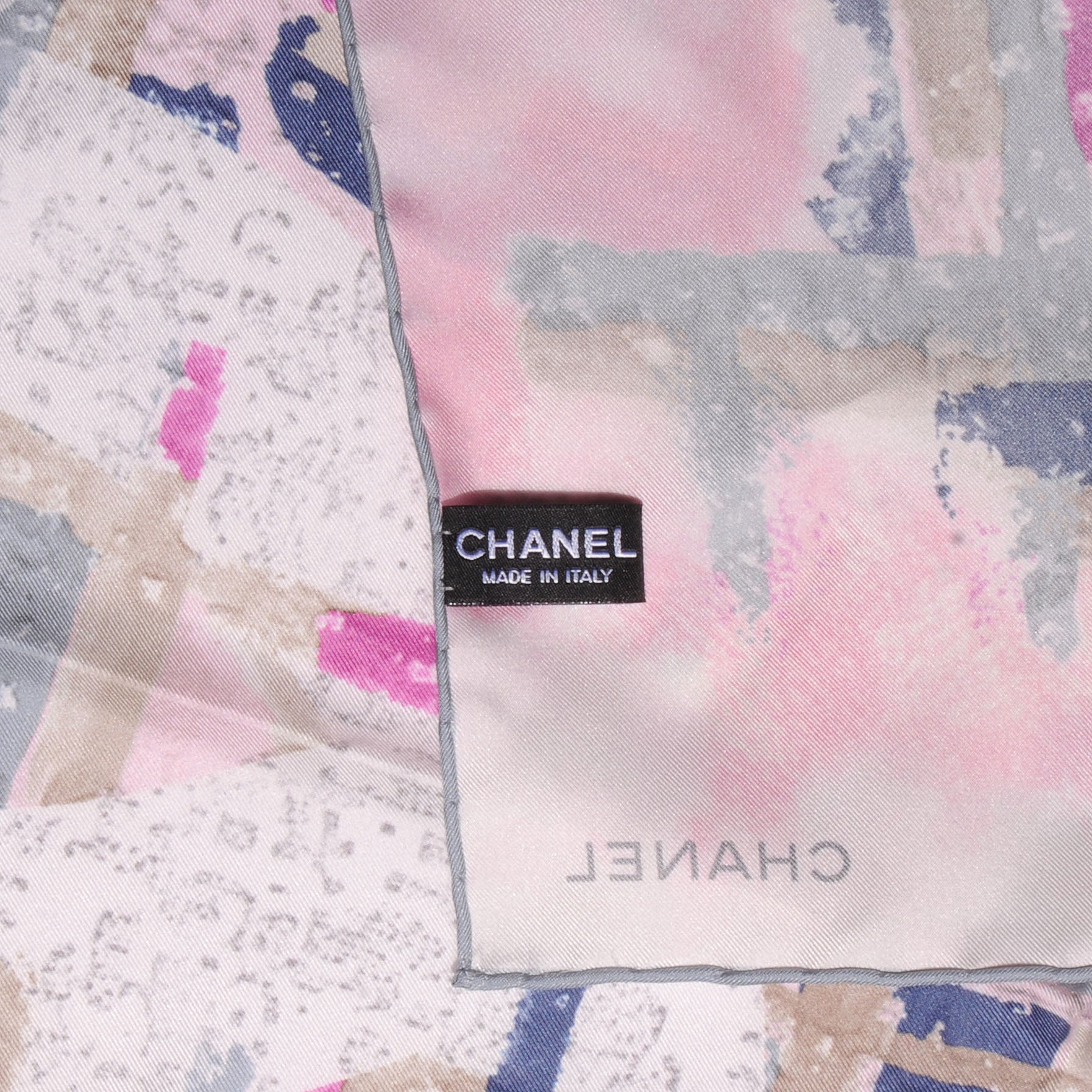 Chanel Silk Mosaic Watercolor CC Scarf Pink Multicolor 4 of 5