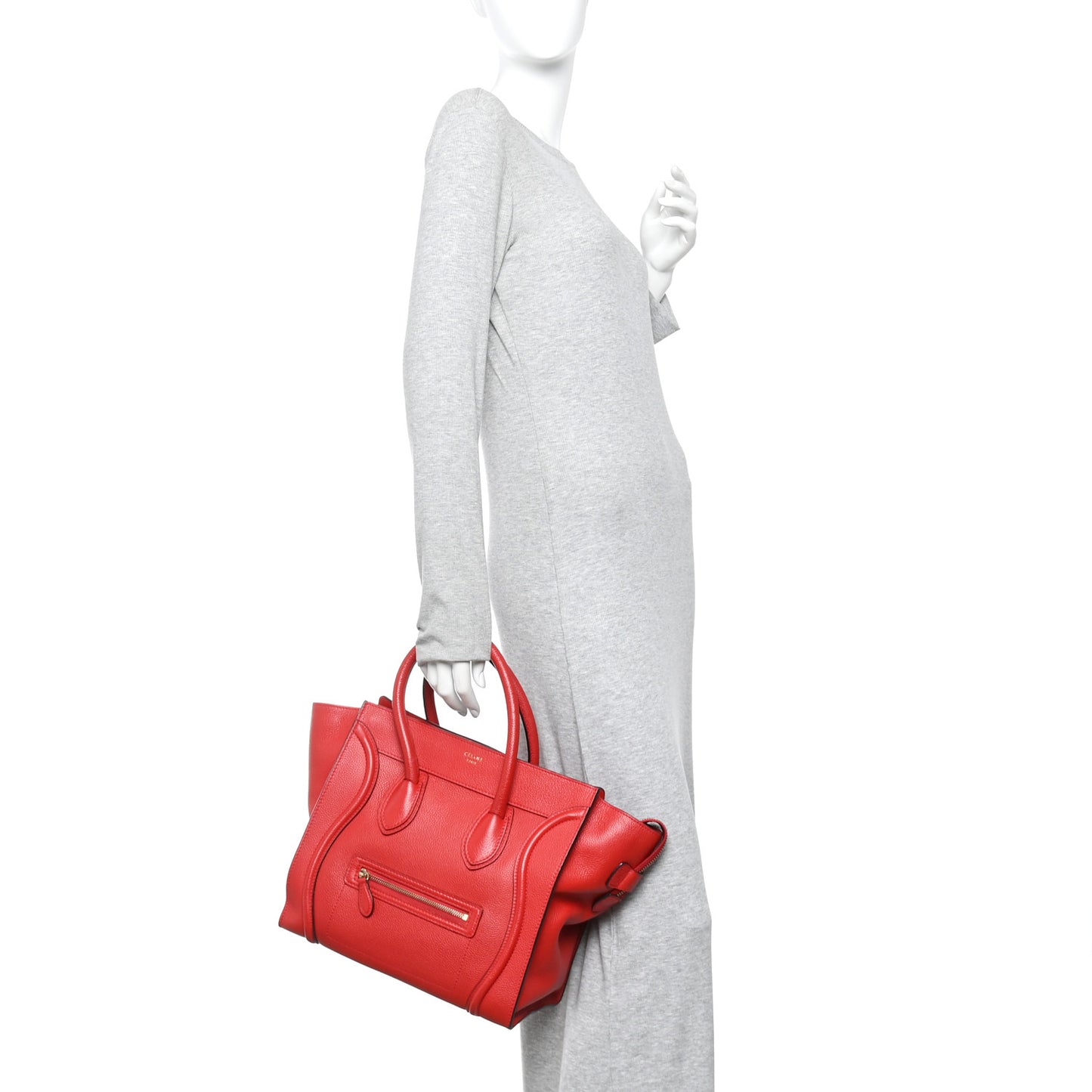 Drummed Calfskin Mini Luggage Coquelicot