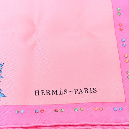 Hermes Silk Robe Legere Scarf 45 Rose Bleu Jaune 2 of 3