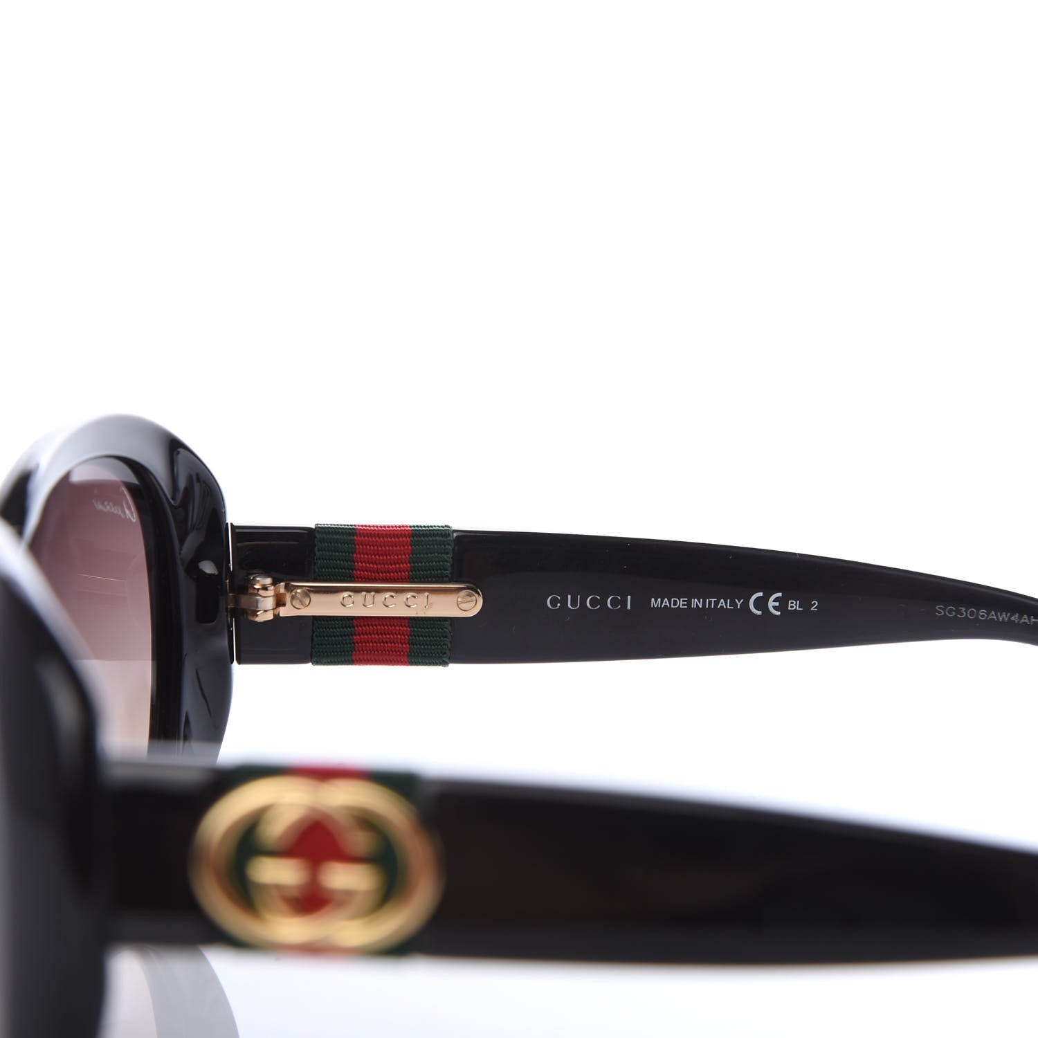 Gucci Acetate Oval Frame Web Sunglasses GG3660KS Black 5 of 8