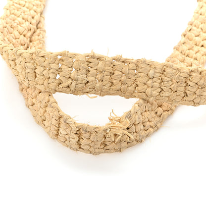 Prada Yarn Raffia Effect Crochet Logo Embroidered Tote Bag Naturale 14 of 14