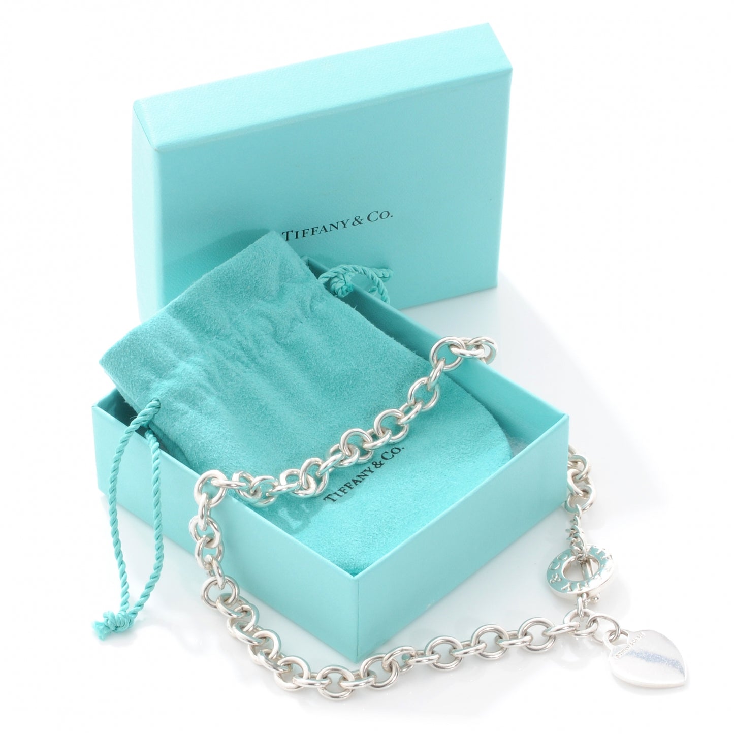 Sterling Silver Heart Tag Toggle Necklace