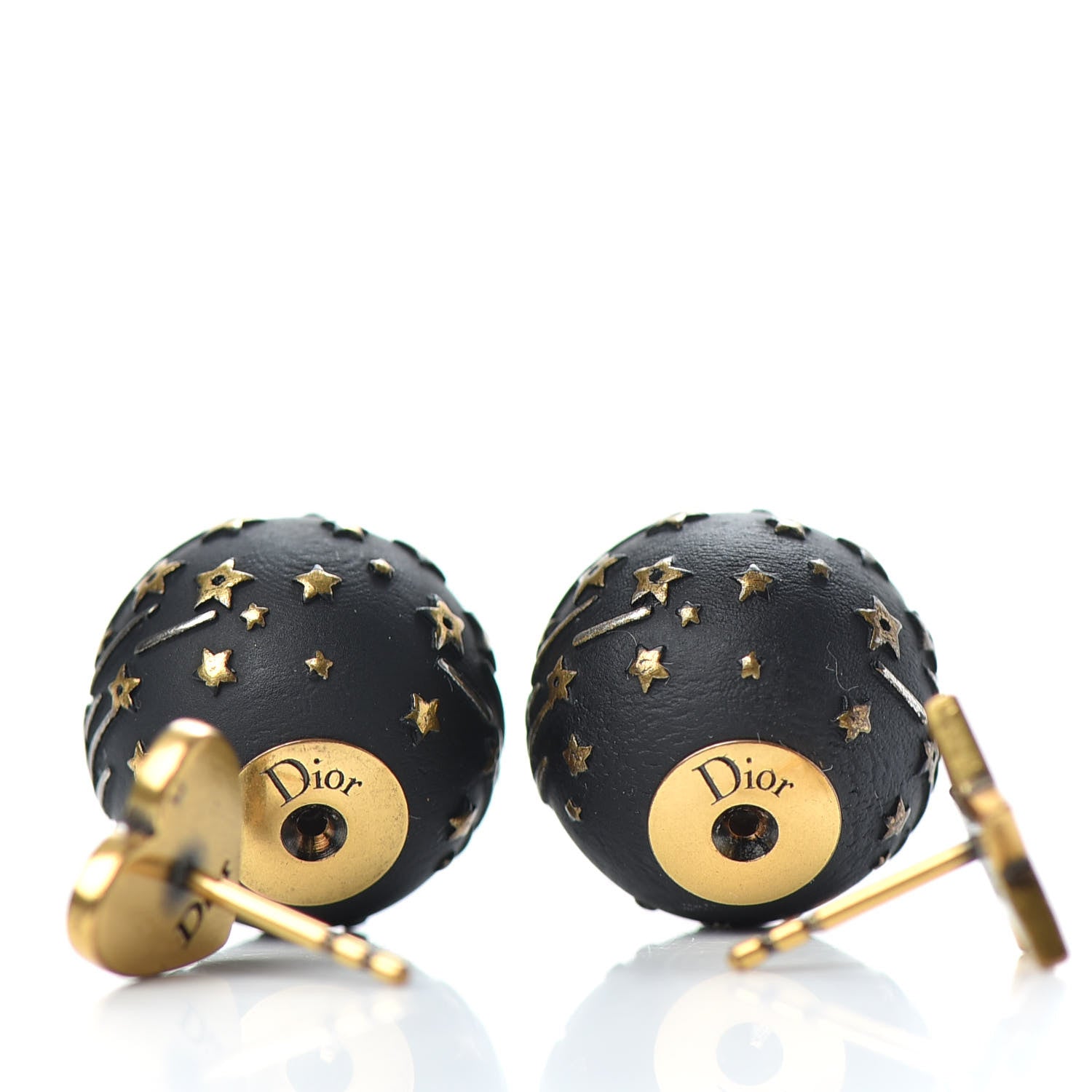 Christian Dior Metal Star Heart Mise En Dior Tribal Earrings Black Gold 3 of 3