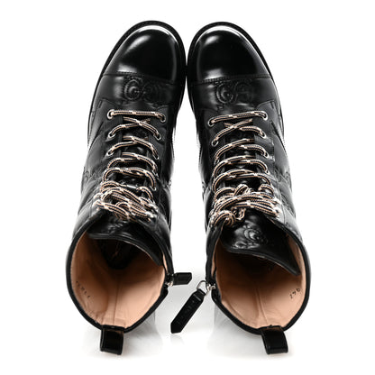 Gucci Cordovan Lux Nappa GG Matelasse Lace Up 60mm Combat Boots 35.5 Black 2 of 10