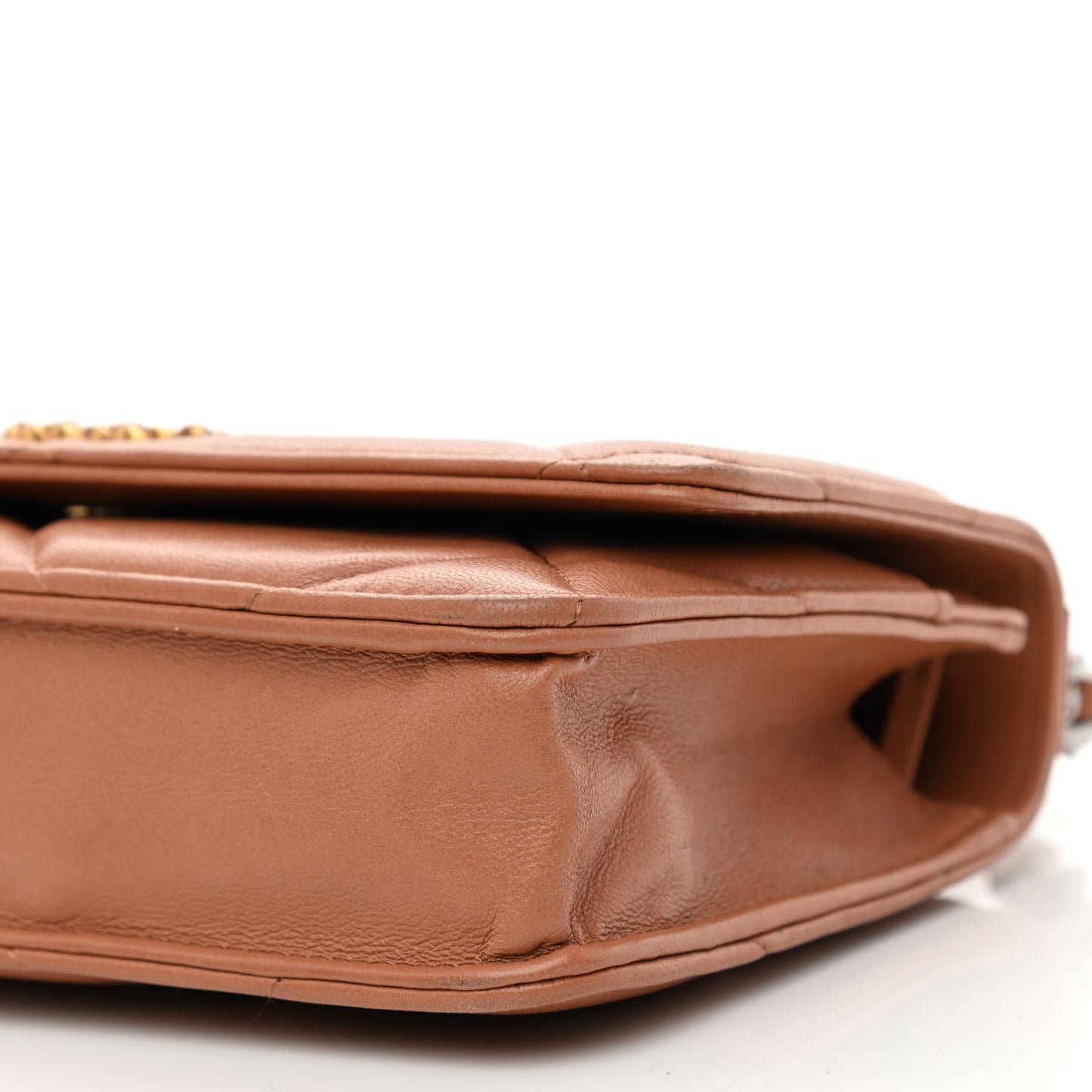 Lambskin Quilted Chanel 19 Wallet On Chain WOC Brown