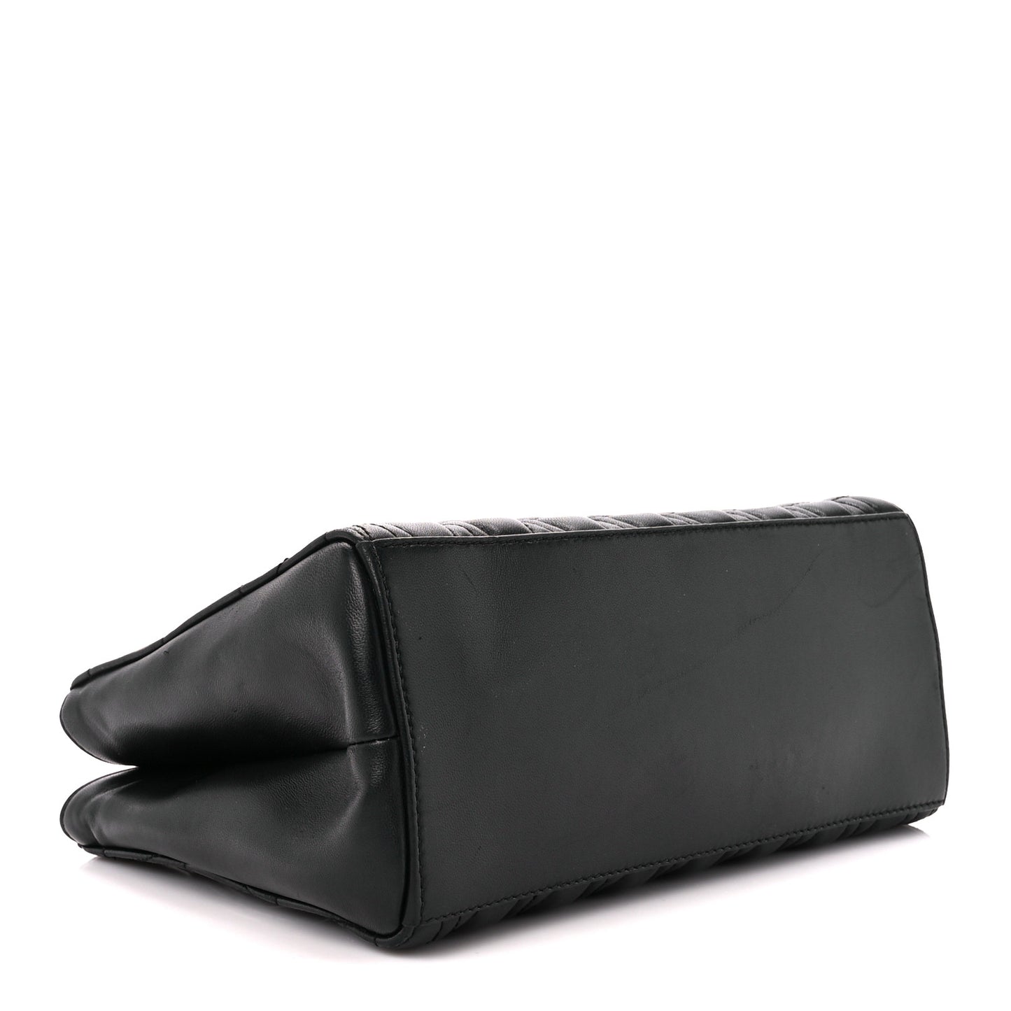 Nappa Barocco Quilted Small Virtus V Chain Shoulder Bag Black