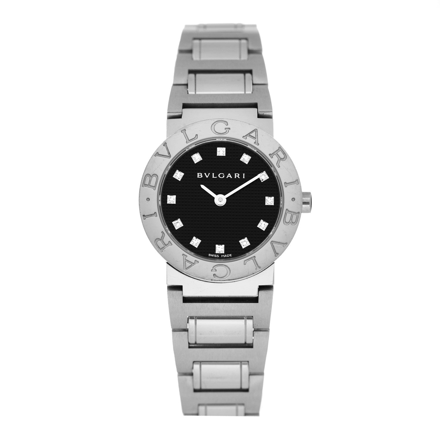 Bulgari Stainless Steel Diamond 26mm Quartz Watch Black 1 of 5
