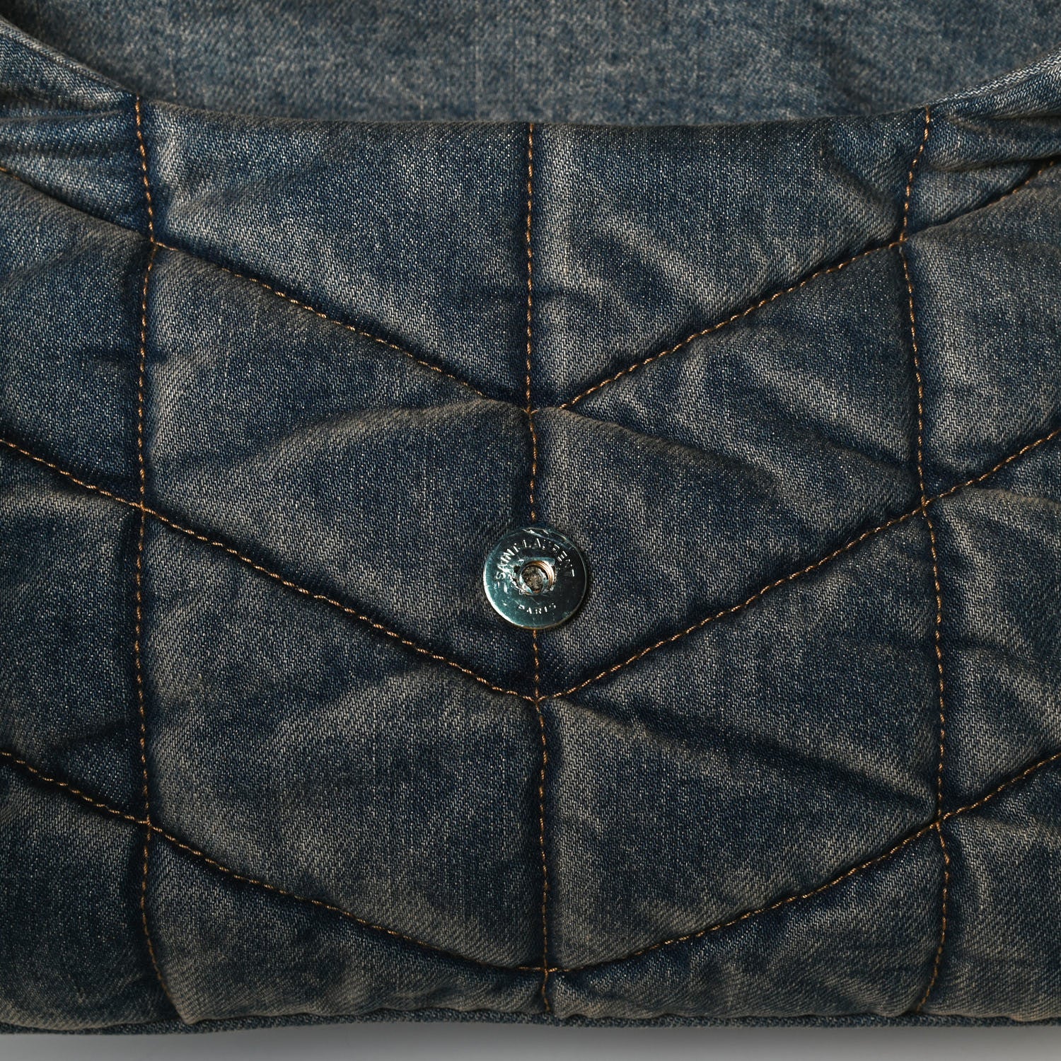 Saint Laurent Denim Quilted Small Loulou Puffer Monogram Chain Satchel Blue Cinnamon 20 of 23