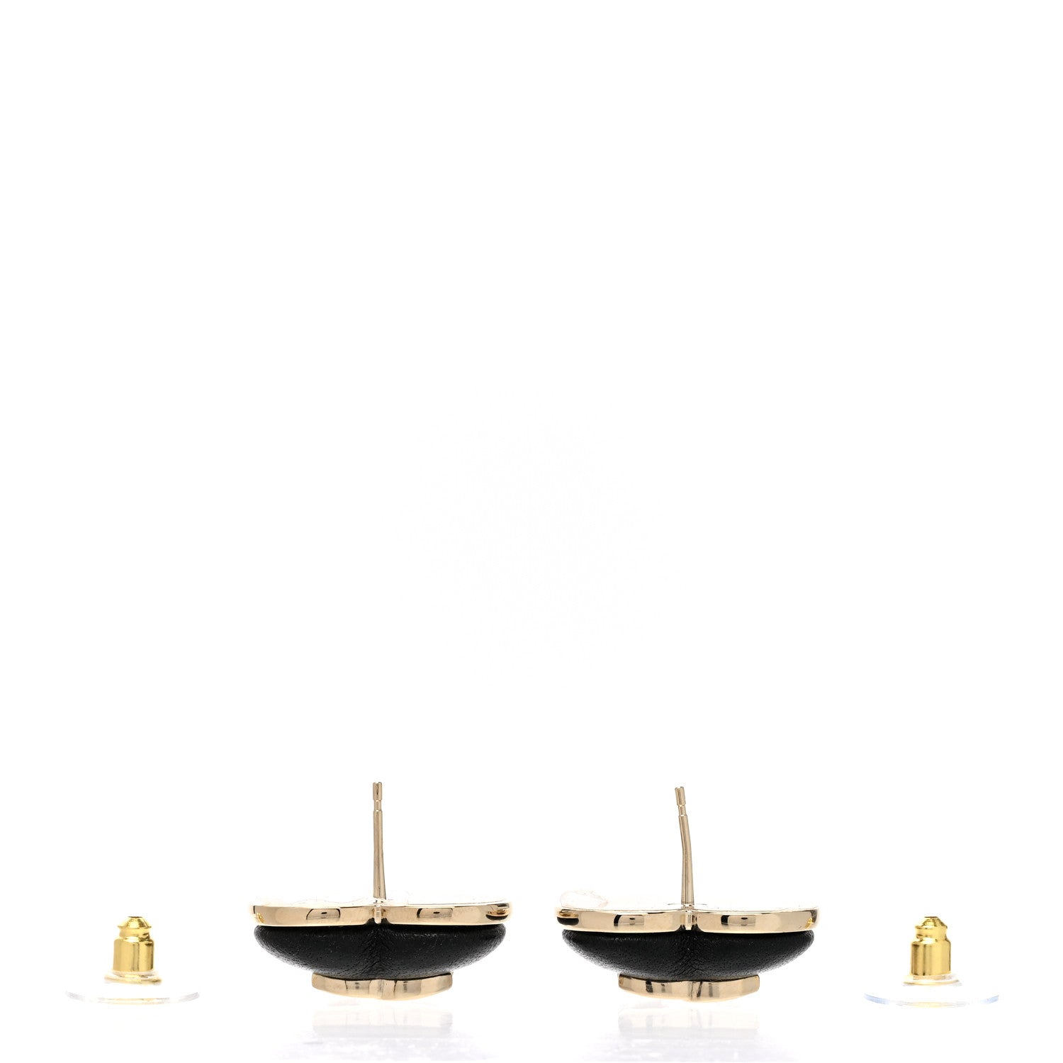 Chanel Lambskin CC Heart Earrings Black Gold 3 of 5