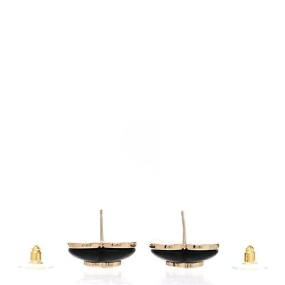 Chanel Lambskin CC Heart Earrings Black Gold 3 of 5