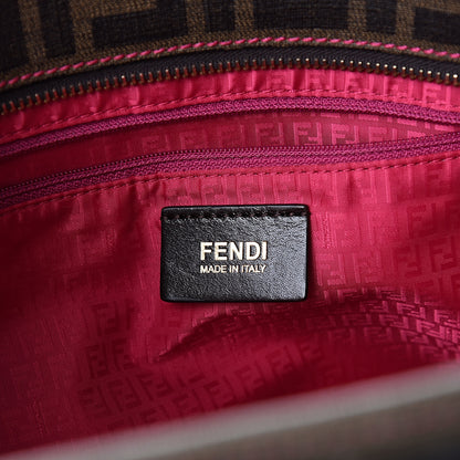 Fendi Zucca Spalmati Vitello Elite Small Roll Tote Tobacco Ciclamino 6 of 10