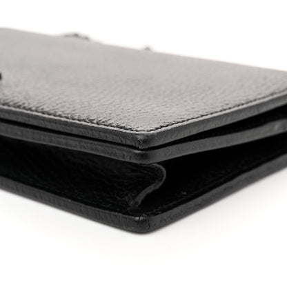 Gucci Dollar Calfskin Enamel Monochrome Mini GG Marmont Chain Wallet Black 9 of 11