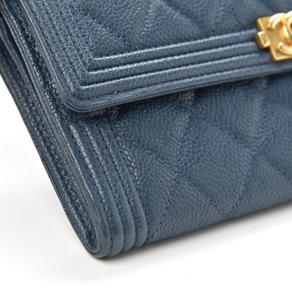 Chanel Caviar Quilted Boy Flap Wallet Blue 10 of 11