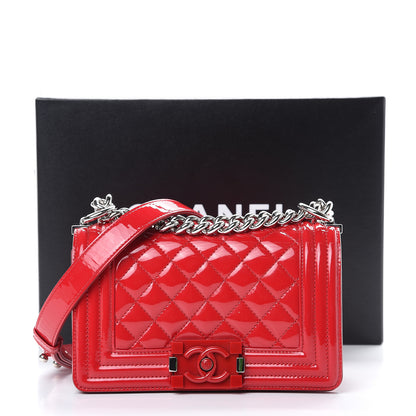 Chanel Patent Calfskin Quilted Small Plexiglass Boy Flap Red 11 of 11