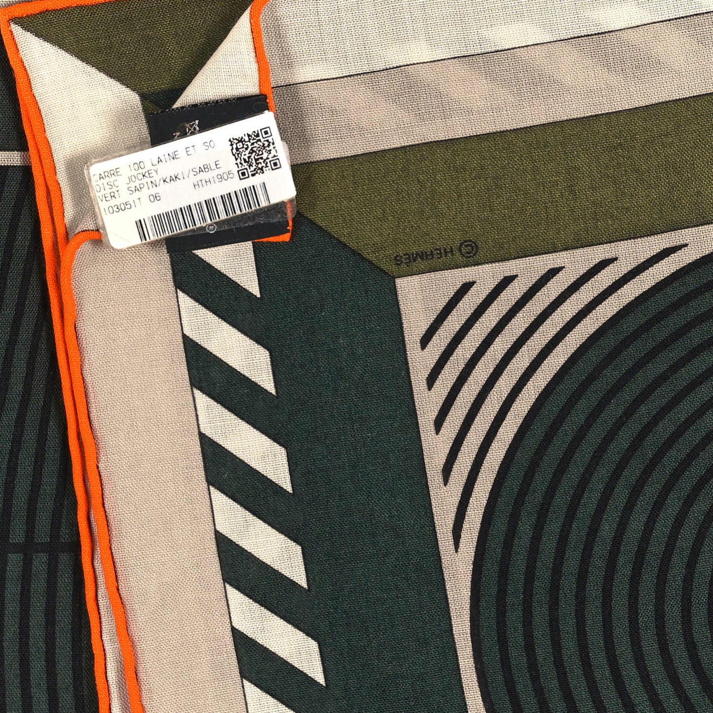 Wool Silk Disc Jockey Scarf 100 Vert Sapin Kaki Sable