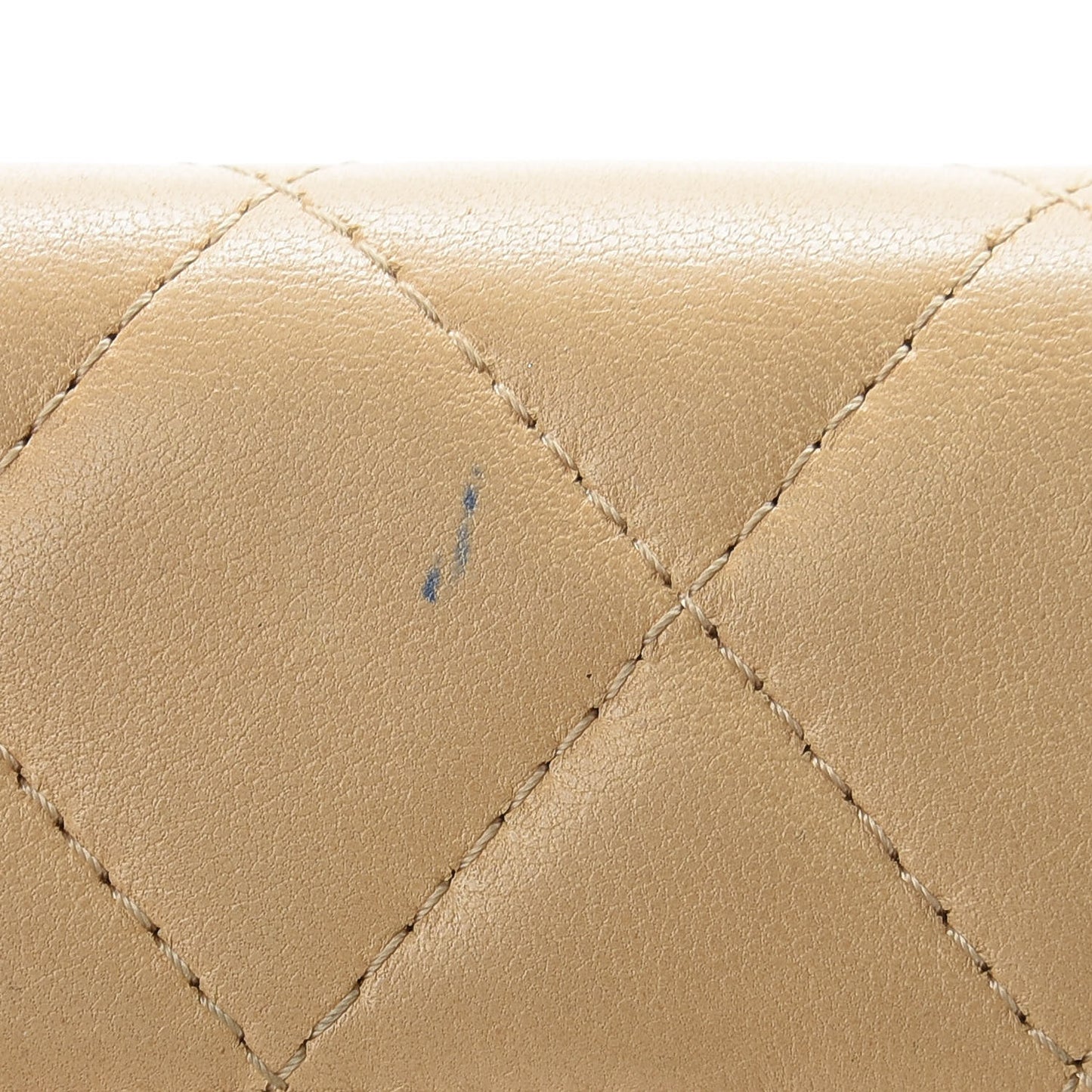 Lambskin Quilted Flap Card Holder Beige
