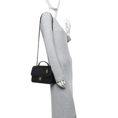Chanel Caviar Quilted School Memory Small Top Handle Flap Black 2 of 10