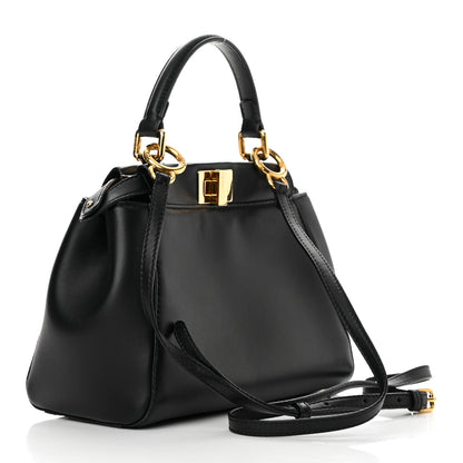 Fendi Nappa Mini Peekaboo Iconic Satchel Black 3 of 17