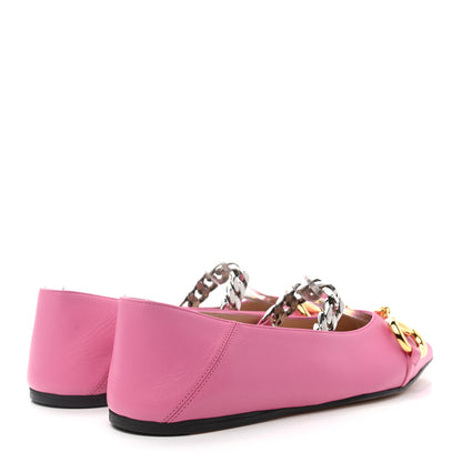 Gucci Nappa Charlotte Deva Horsebit Chain Embellished Flats 37 Pink Tropical Flower 4 of 10